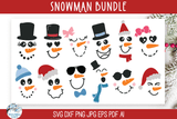 Cute Snowman Faces SVG Bundle Wispy Willow Designs Company