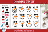 Cute Snowman Faces with Accessories SVG Bundle Wispy Willow Designs Company