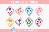 Diamond Flower Bundle SVG |  Elegant Floral Collections Wispy Willow Designs Company