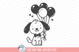 Dog Balloons SVG | Lovely Puppy Cartoon Illustration Wispy Willow Designs Company