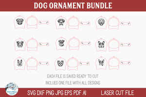 Dog Breed Christmas Ornament SVG File Bundle for Laser Cutter Wispy Willow Designs Company