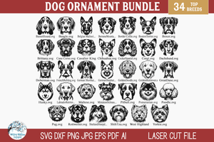 Dog Breed Christmas Ornament SVG File Bundle for Laser Cutter Wispy Willow Designs Company