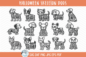 Dog Skeleton SVG Bundle | Halloween Pet Skeleton Art Designs Wispy Willow Designs Company