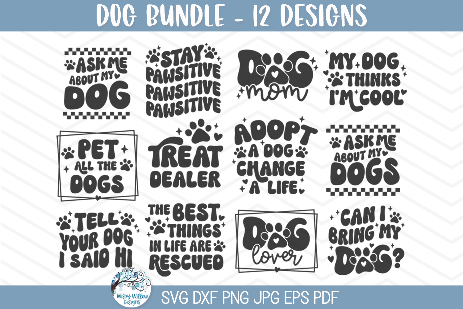 Dog SVG File Bundle for Cricut Wispy Willow Designs Company