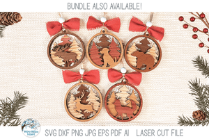 Dog Woodland Animal Christmas Ornament SVG for Laser Cutter Wispy Willow Designs Company