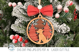 Dog Woodland Animal Christmas Ornament SVG for Laser Cutter Wispy Willow Designs Company