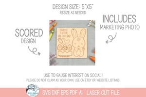 Easter Bunny DIY Pop Out Craft Coloring Kit - SVG File for Laser Cutter Wispy Willow Designs Company