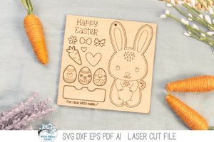 Easter Bunny DIY Pop Out Craft Coloring Kit - SVG File for Laser Cutter Wispy Willow Designs Company