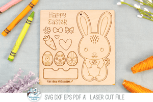 Easter Bunny DIY Pop Out Craft Coloring Kit - SVG File for Laser Cutter Wispy Willow Designs Company