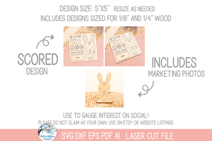 Easter Bunny DIY Pop Out Stand Up Craft Coloring Kit - SVG File for Laser Cutter Wispy Willow Designs Company