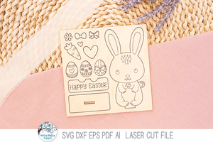 Easter Bunny DIY Pop Out Stand Up Craft Coloring Kit - SVG File for Laser Cutter Wispy Willow Designs Company