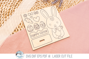 Easter Bunny DIY Pop Out Stand Up Craft Coloring Kit - SVG File for Laser Cutter Wispy Willow Designs Company