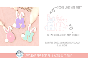 Easter Bunny Monogram Letter Basket Tag - Alphabet SVG Bundle File for Laser Cutter Wispy Willow Designs Company