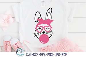 Easter Bunny Rabbit with Bubble Gum SVG Wispy Willow Designs Company