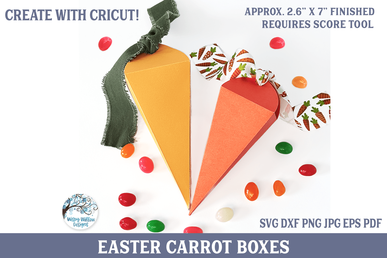 Easter Carrot Box SVG | Cardstock Paper Template Wispy Willow Designs Company