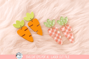 Easter Carrot Dangle Earring SVG for Laser Cutter Wispy Willow Designs Company