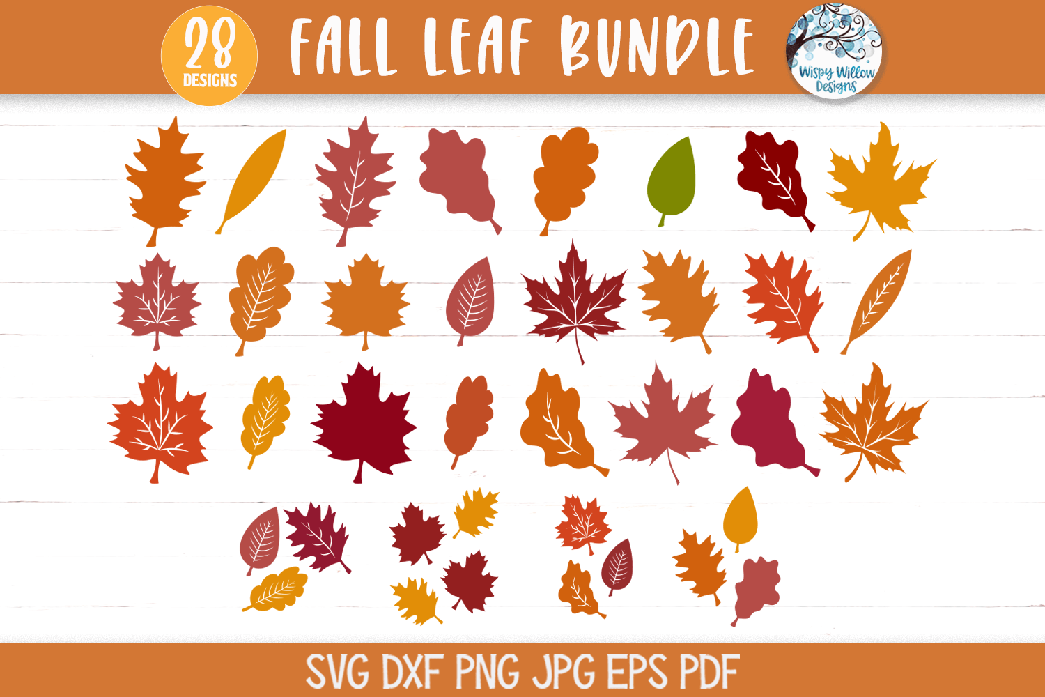 Fall Leaf SVG Bundle Wispy Willow Designs Company