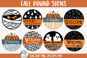 Fall Round Sign Bundle SVG | Autumn Season Collection Wispy Willow Designs Company