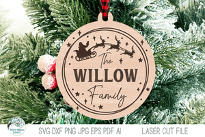 Family Christmas Ornament for Laser Cutter Wispy Willow Designs Company