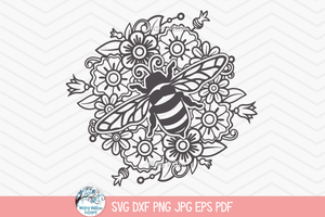 Floral Bee Mandala SVG File for Cricut Wispy Willow Designs Company