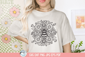 Floral Bee Mandala SVG File for Cricut Wispy Willow Designs Company