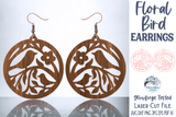 Floral Bird Round Earrings SVG for Glowforge or Laser Cutter Wispy Willow Designs Company