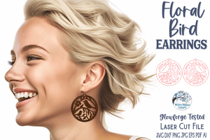 Floral Bird Round Earrings SVG for Glowforge or Laser Cutter Wispy Willow Designs Company