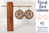 Floral Bird Round Earrings SVG for Glowforge or Laser Cutter Wispy Willow Designs Company