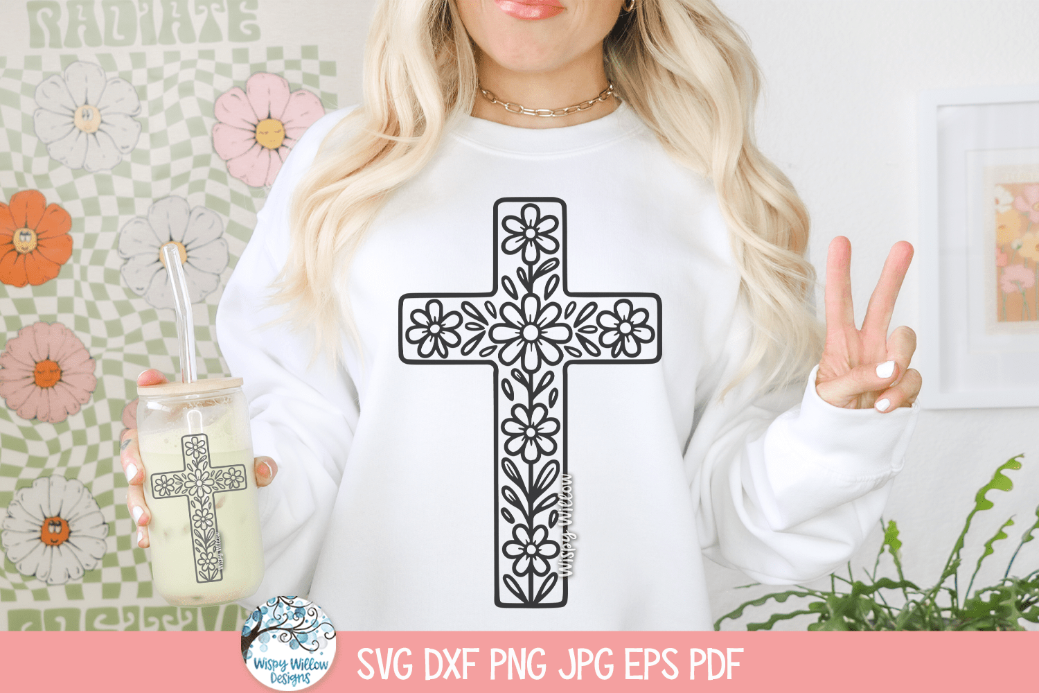 Floral Cross SVG | Easter Shirt Design Wispy Willow Designs Company