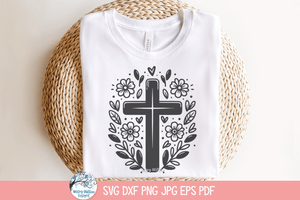 Floral Cross SVG | Modern Christian Graphic Design Wispy Willow Designs Company