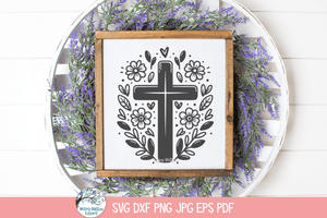 Floral Cross SVG | Modern Christian Graphic Design Wispy Willow Designs Company