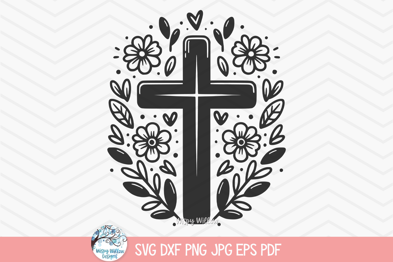 Floral Cross SVG | Modern Christian Graphic Design Wispy Willow Designs Company