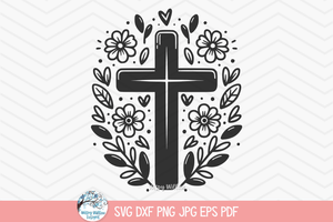 Floral Cross SVG | Modern Christian Graphic Design Wispy Willow Designs Company