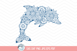 Floral Dolphin Mandala SVG File for Cricut Wispy Willow Designs Company