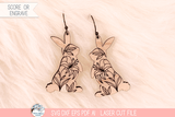 Floral Easter Bunny Earring SVG File for Laser Cutter Wispy Willow Designs Company