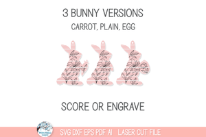 Floral Easter Bunny Earring SVG File for Laser Cutter Wispy Willow Designs Company