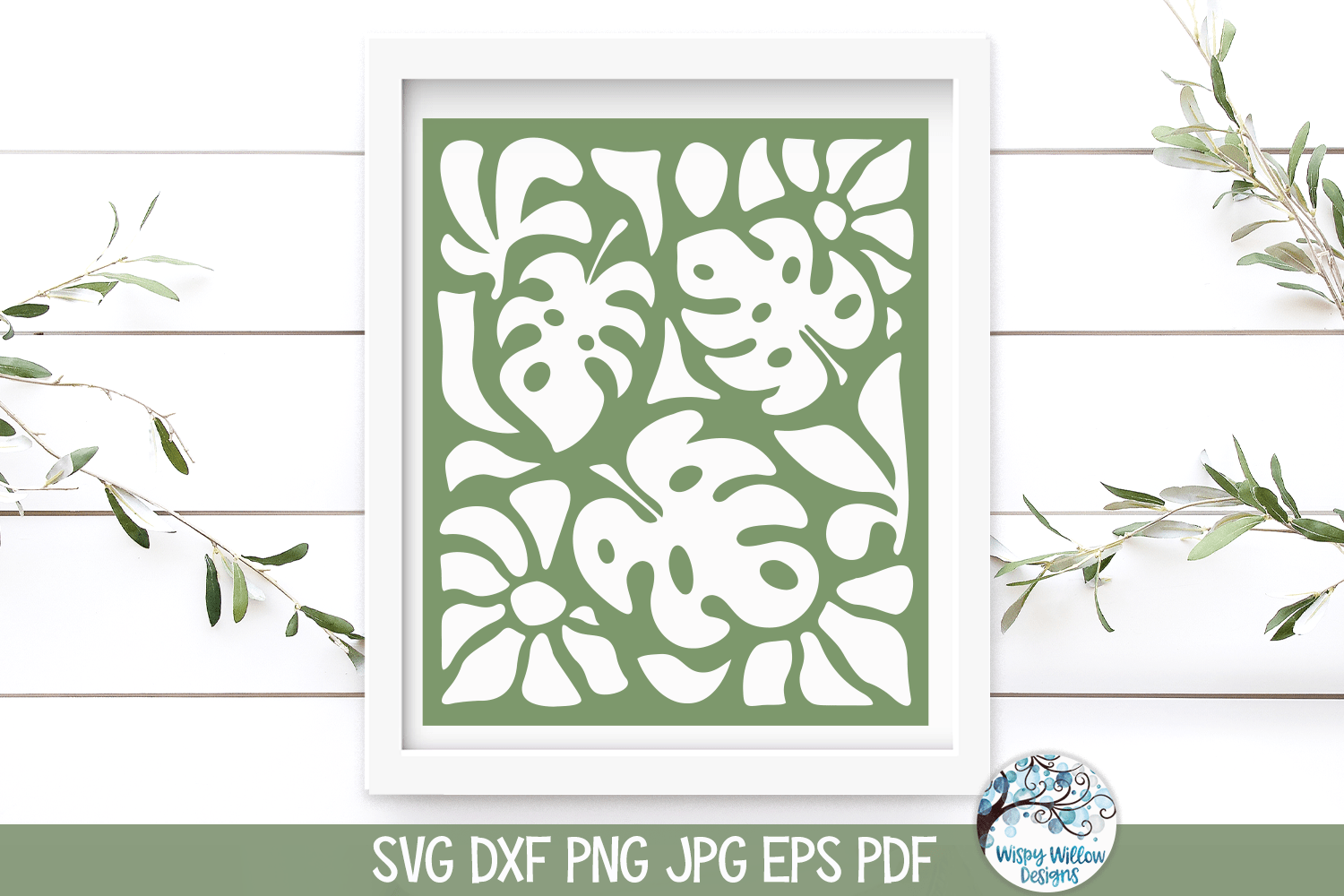 Floral Monstera SVG | Retro Boho Sign Wispy Willow Designs Company