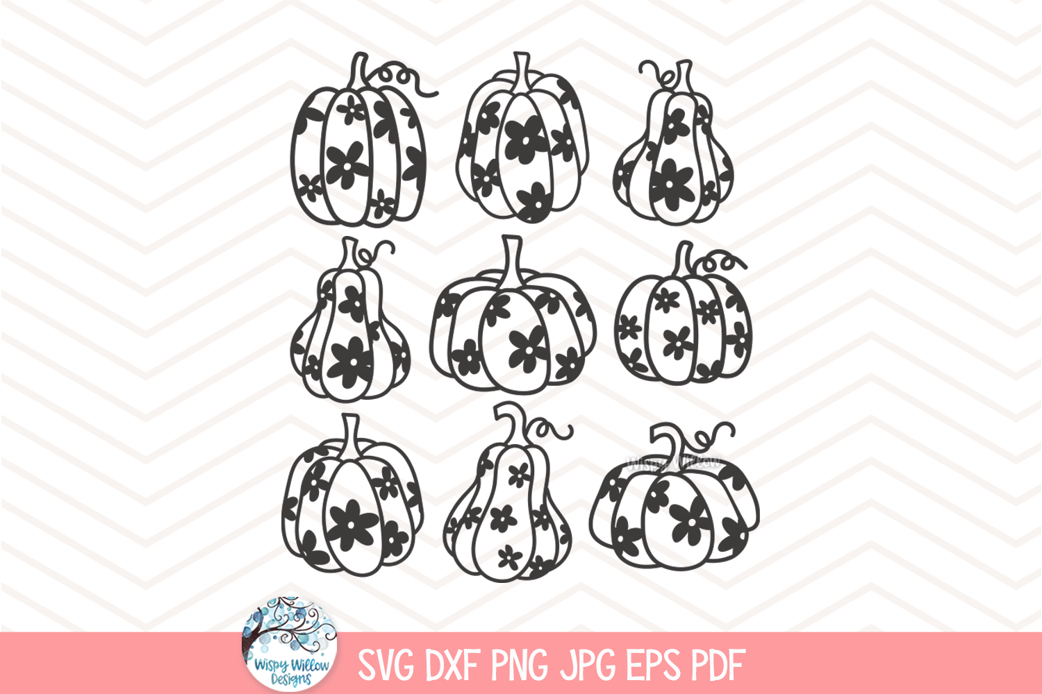 Floral Pumpkin SVG Bundle | Harvest Décor Wispy Willow Designs Company