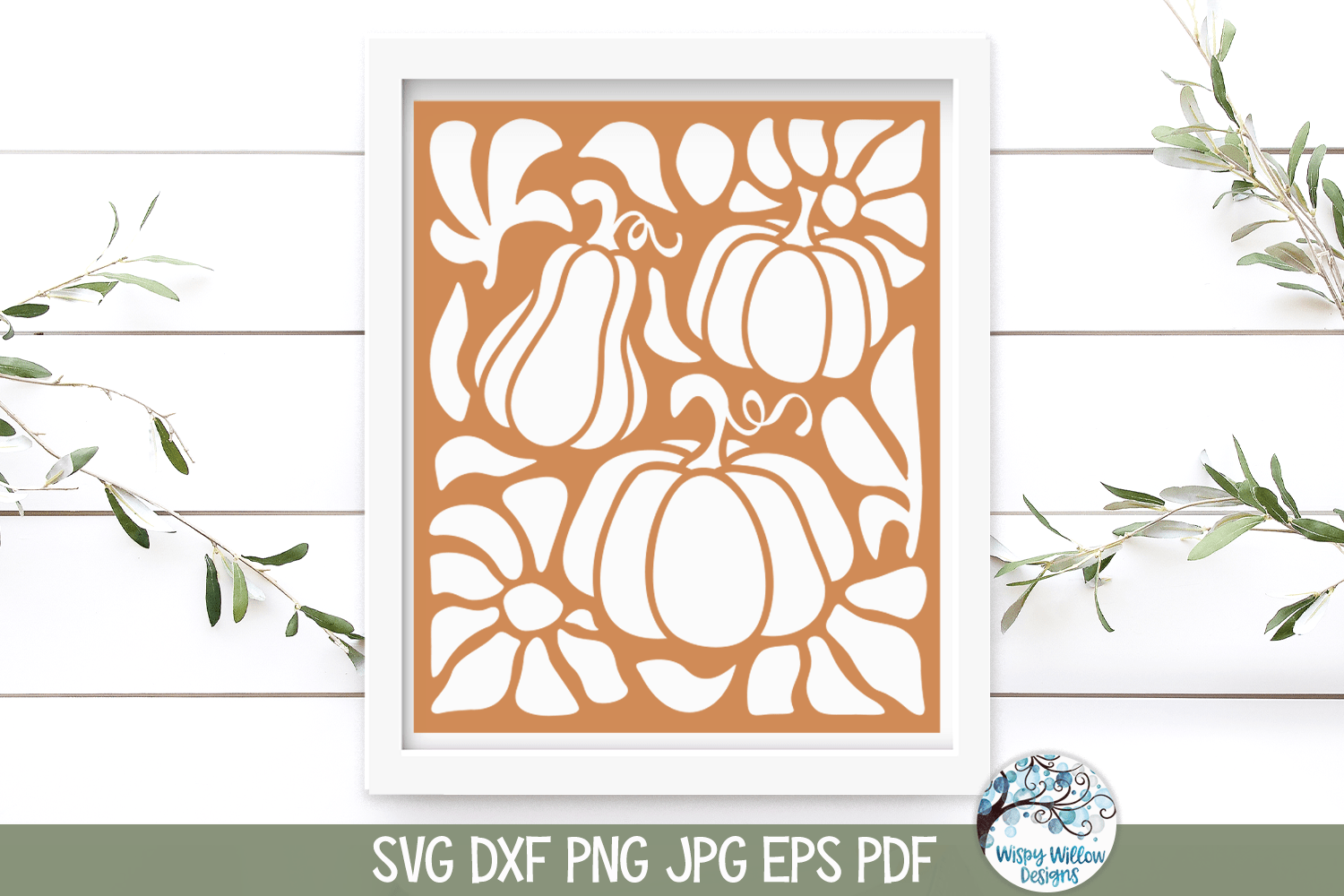 Floral Pumpkin SVG | Fall Sign Wispy Willow Designs Company