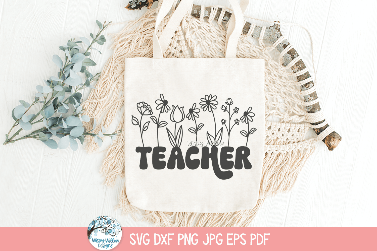 Floral Teacher SVG | Beautiful Teacher's Day Art Wispy Willow Designs Company