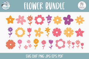 Flower Bundle SVG | Floral Silhouette ClipArt Wispy Willow Designs Company