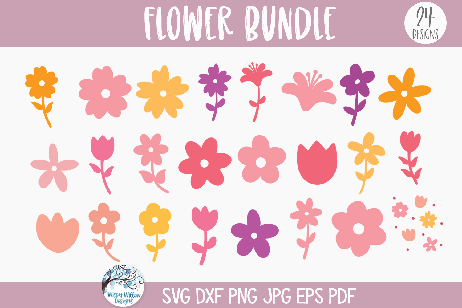 Flower Bundle SVG | Spring Wildflowers Design Wispy Willow Designs Company