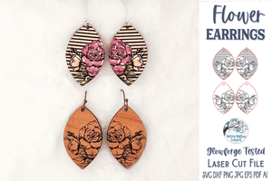 Flower Earring File for Glowforge or Laser Wispy Willow Designs Company