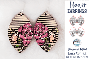 Flower Earring File for Glowforge or Laser Wispy Willow Designs Company