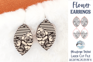 Flower Earring File for Glowforge or Laser Wispy Willow Designs Company