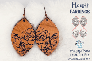 Flower Earring File for Glowforge or Laser Wispy Willow Designs Company