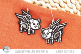 Flying Pig Skeleton Halloween Earring SVG File for Laser Cutter Wispy Willow Designs Company