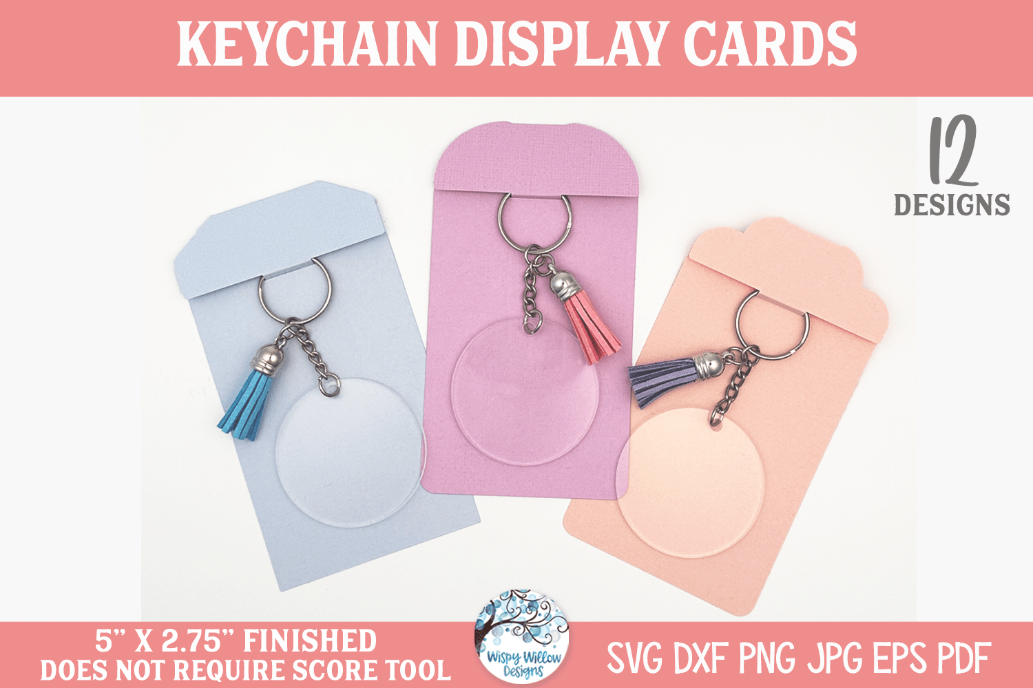 Folding Keychain Display Cards SVG Bundle | Folding Keychain Display Card Template Wispy Willow Designs Company