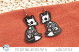 Fox Skeleton Halloween Earring SVG File for Laser Wispy Willow Designs Company