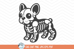 French Bulldog Dog Skeleton SVG | Halloween Animal PNG Wispy Willow Designs Company